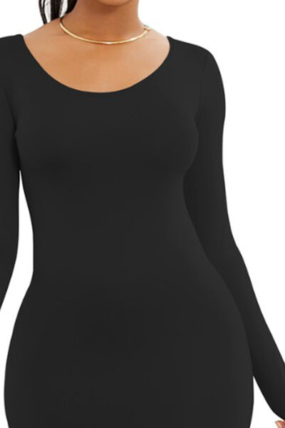 Round Neck Long Sleeve Maxi Wrap Dress - Body By J'ne