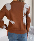Contrast V-Neck Long Sleeve Sweater - Body By J'ne
