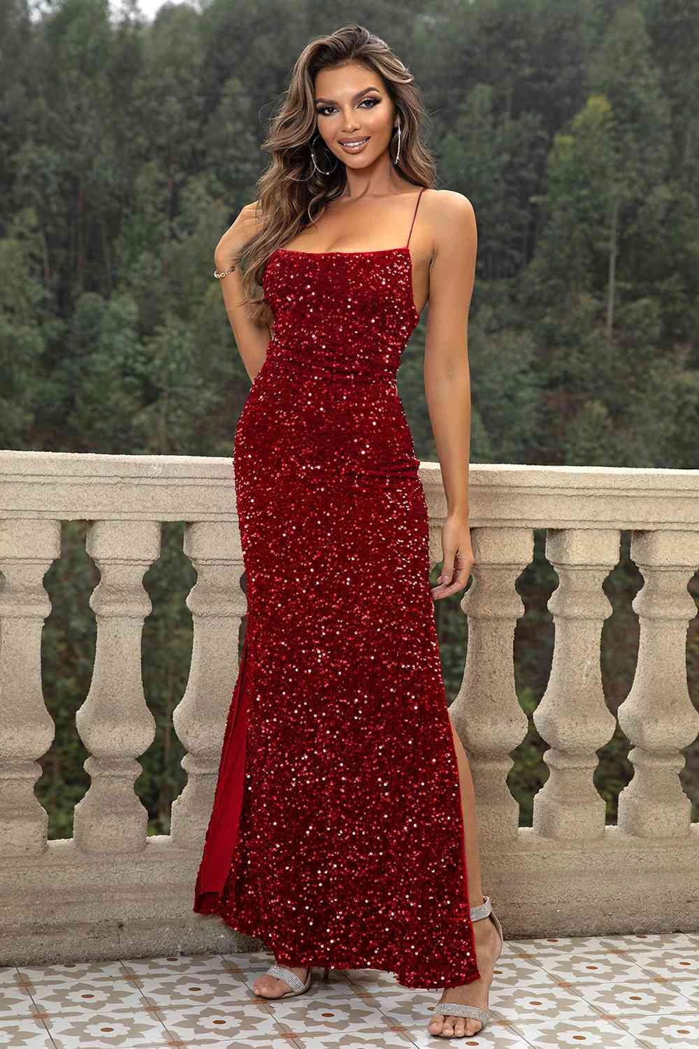Sequin Backless Split Maxi Dress - Body By J'ne