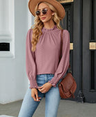 Frill Mock Neck Lantern Sleeve Blouse - Body By J'ne