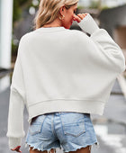 Round Neck Drop Shoulder Long Sleeve Sweater - Body By J'ne