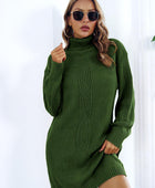 Openwork Turtleneck Long Sleeve Sweater Dress - Body By J'ne