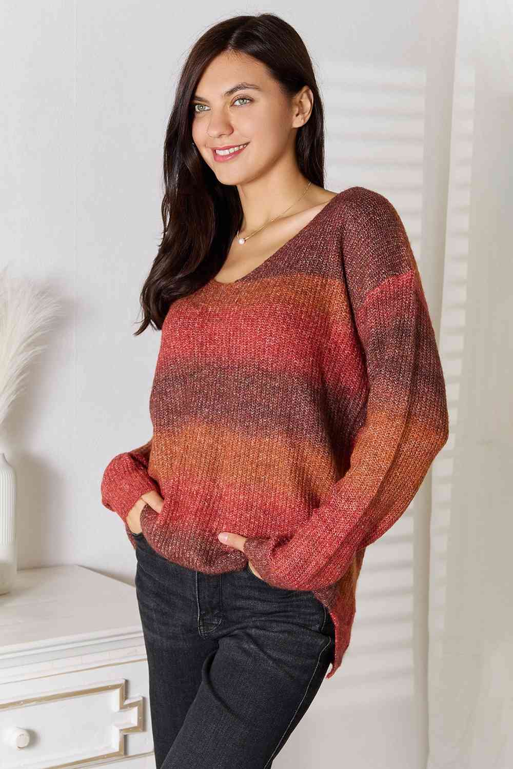 Gradient V-Neck Sweater - Body By J'ne