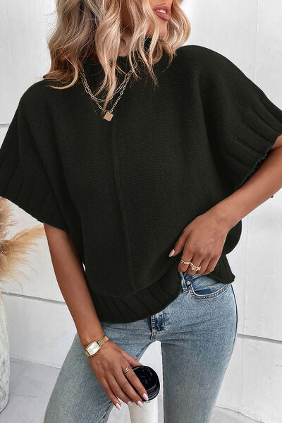 Mock Neck Short Sleeve Sweater - Body By J'ne