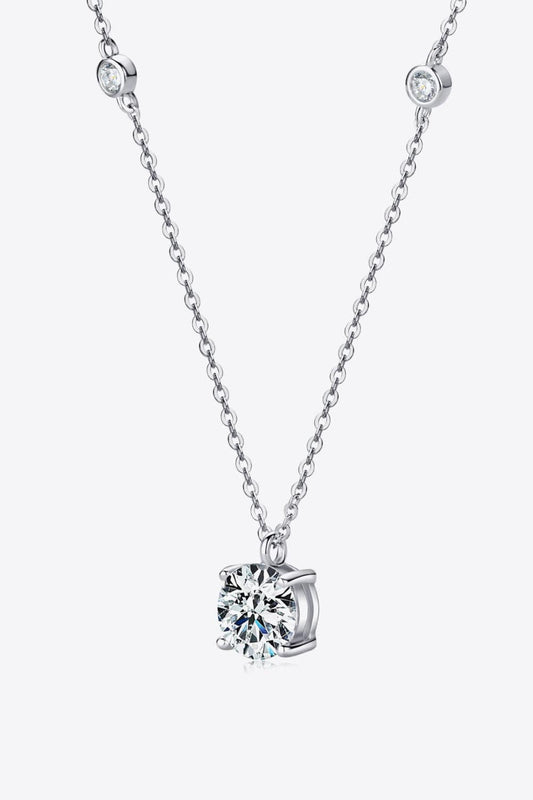 2 Carat Moissanite 4-Prong 925 Sterling Silver Necklace - Body By J'ne