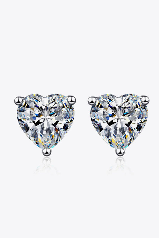 2 Carat Moissanite Heart-Shaped Stud Earrings - Body By J'ne