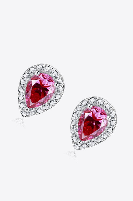 2 Carat Moissanite Teardrop Stud Earrings in Rose - Body By J'ne