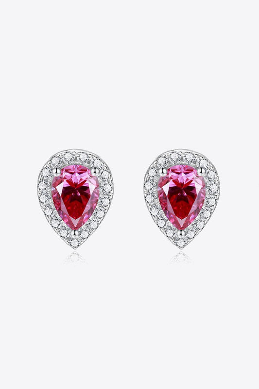 2 Carat Moissanite Teardrop Stud Earrings in Rose - Body By J'ne