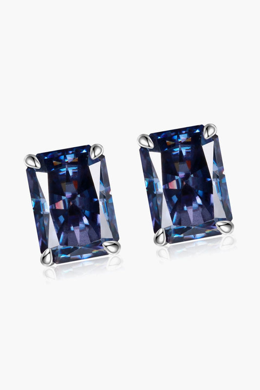 2 Carat Rectangle Moissanite 4-Prong Stud Earrings - Body By J'ne