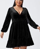 Plus Size Plunge Long Sleeve Mini Dress - Body By J'ne