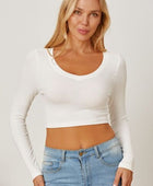 Round Neck Long Sleeve Cropped T-Shirt - Body By J'ne