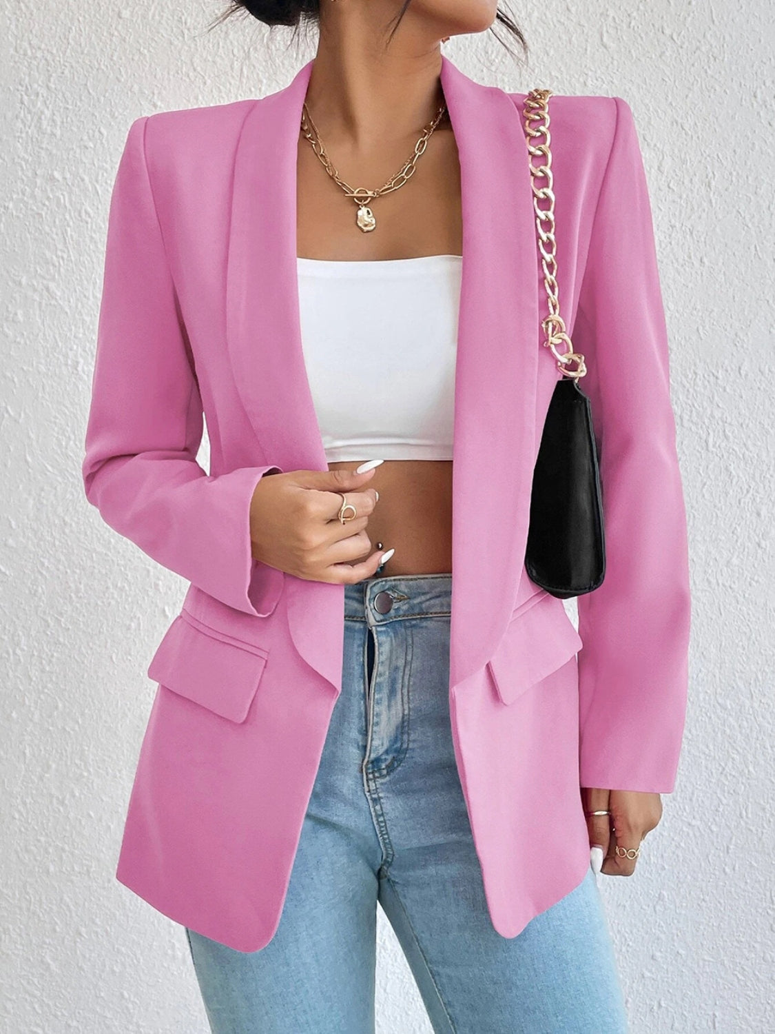 Shawl Collar Long Sleeve Blazer - Body By J'ne