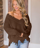 Frayed Hem Dropped Shoulder Sweater - Body By J'ne