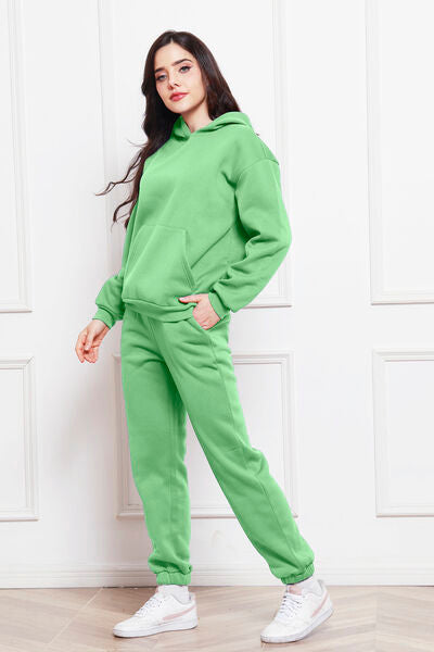 Drop Shoulder Long Sleeve Hoodie and Pants Set - Body By J'ne