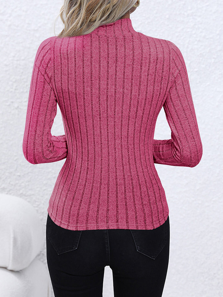 Mock Neck Long Sleeve Knit Top - Body By J'ne