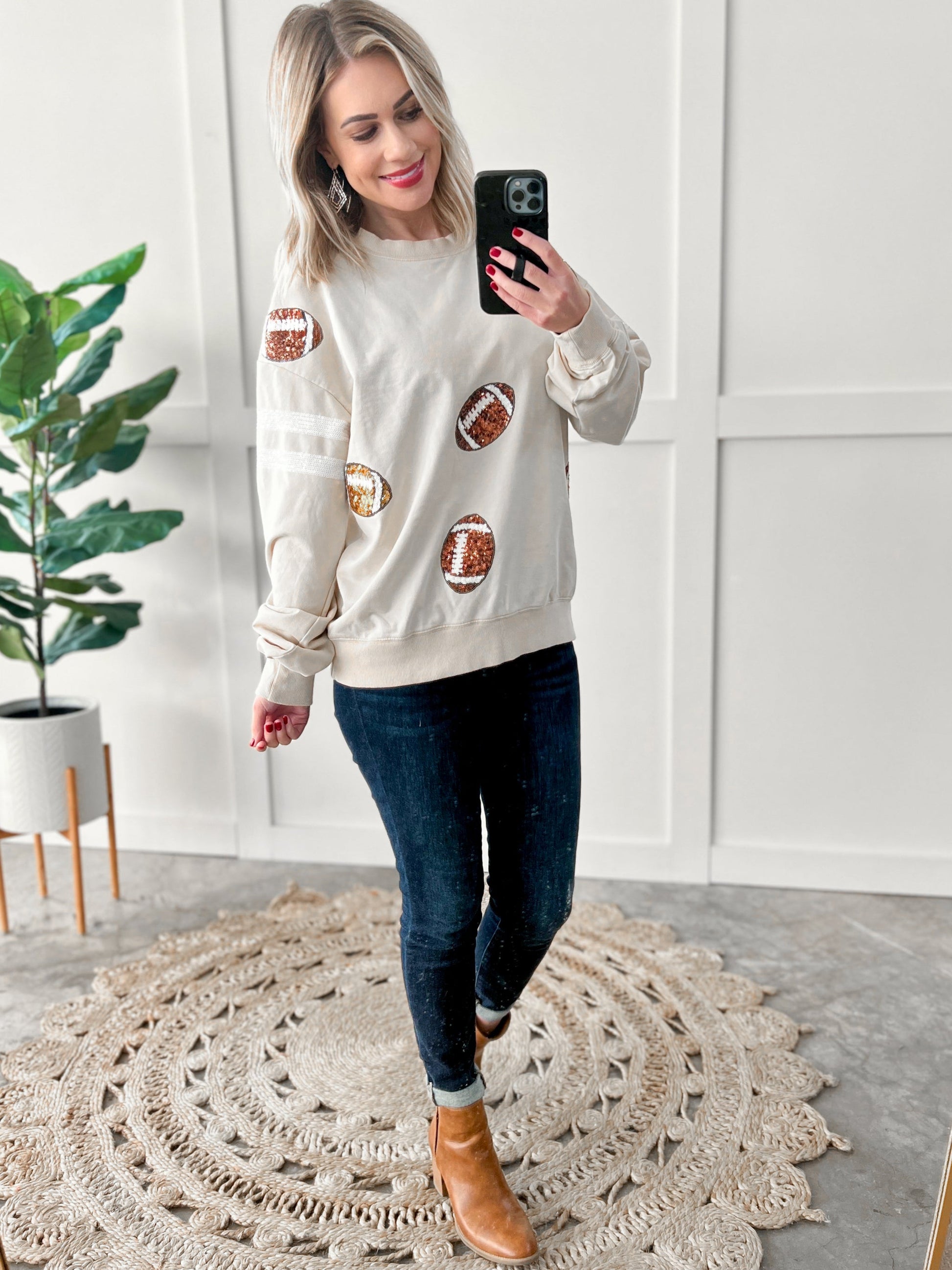 Pullover Sweatshirt In Football Sequins - Body By J'ne