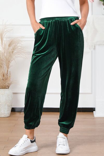 Pocketed Elastic Waist Long Pants - Body By J'ne