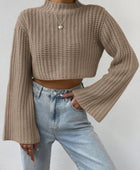 Mock Neck Long Sleeve Cropped Sweater - Body By J'ne