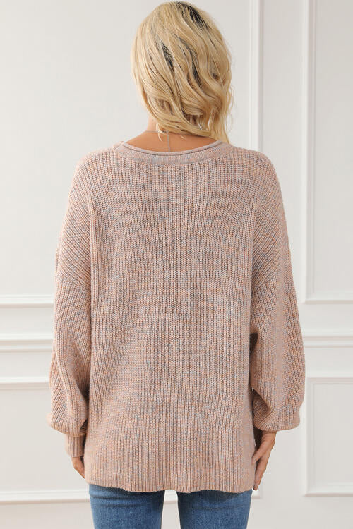 Round Neck Drop Shoulder Sweater - Body By J'ne