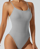 Scoop Neck Spaghetti Strap Active Bodysuit - Body By J'ne