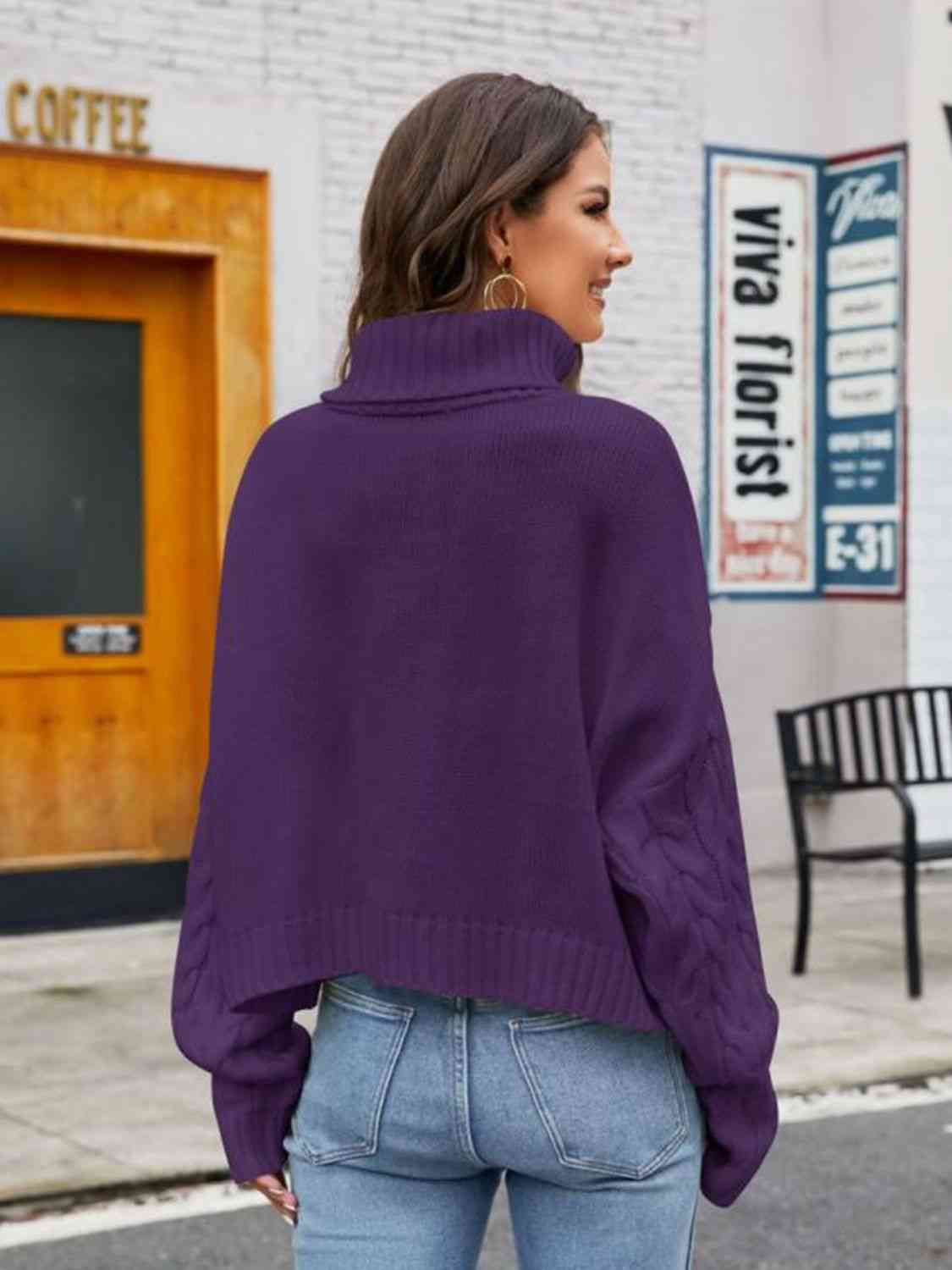 Turtle Neck Cable-Knit Sweater - Body By J'ne
