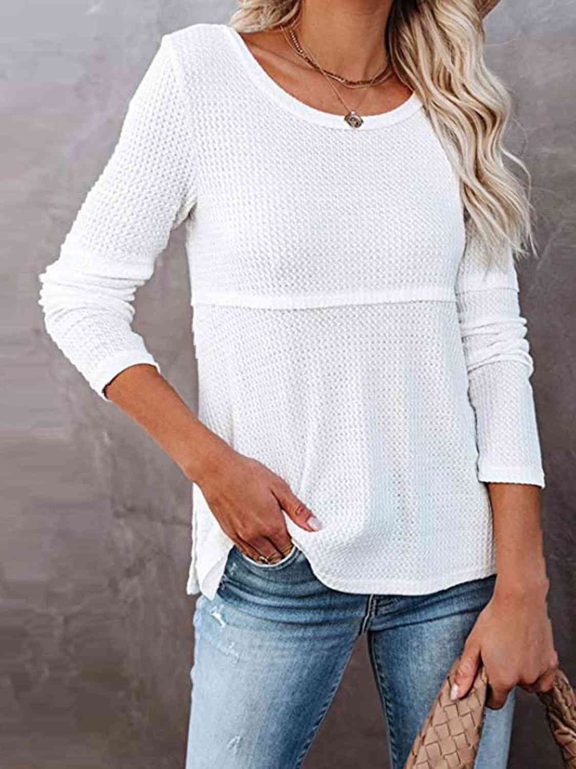 Cutout Round Neck Long Sleeve T-Shirt - Body By J'ne