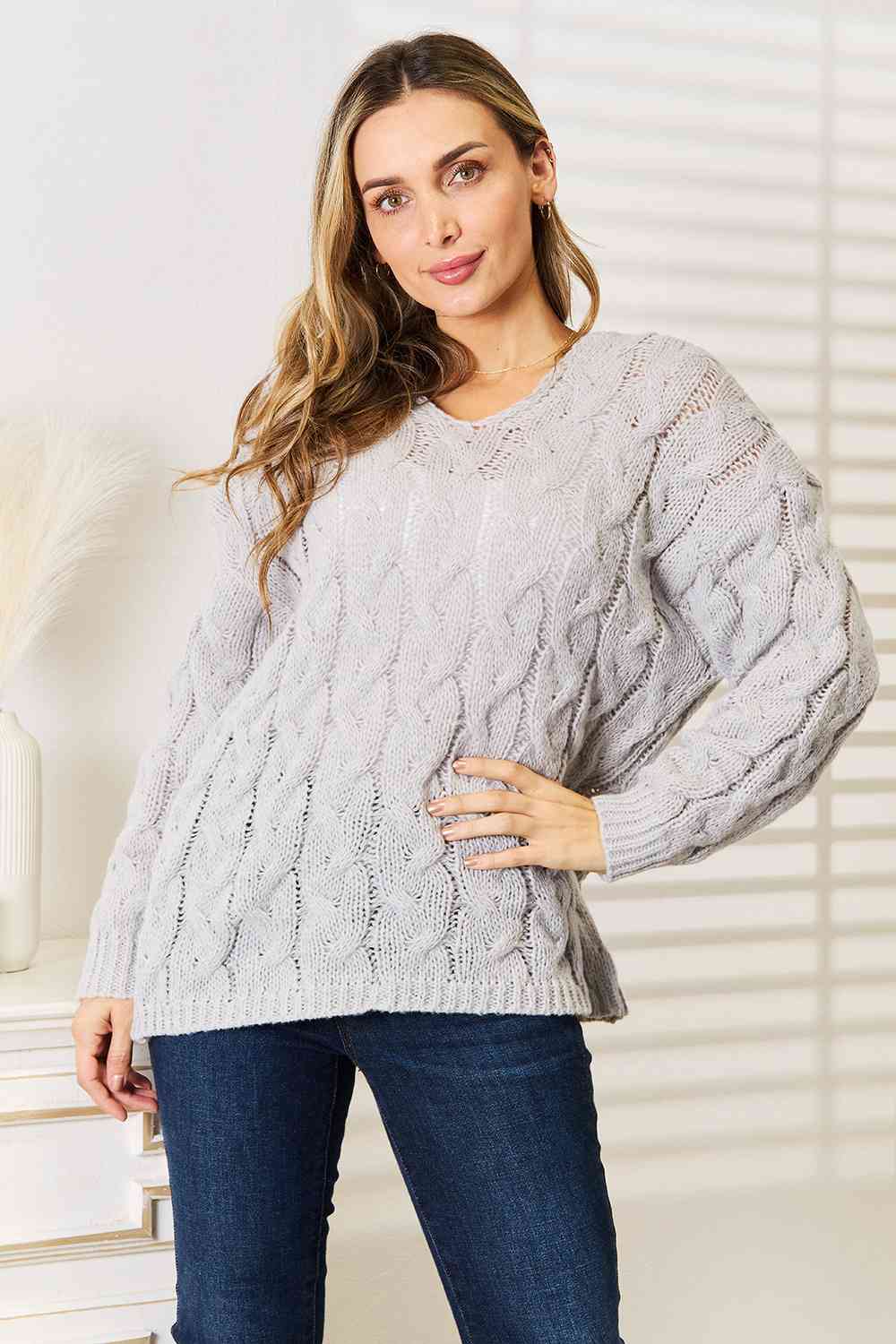 Cool Breeze Cable-Knit Hooded Sweater - Body By J'ne