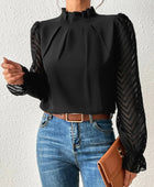 Mock Neck Flounce Sleeve Blouse - Body By J'ne