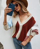 Contrast Button Front V-Neck Cardigan - Body By J'ne