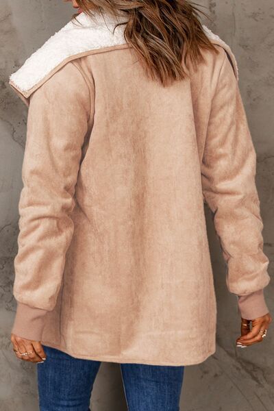 Open Front Long Sleeve Sherpa Jacket with Pockets - Body By J'ne