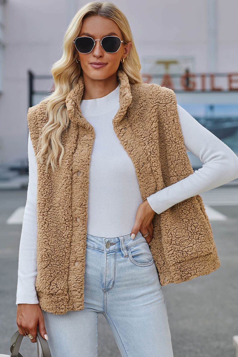 Snap Down Vest with Pockets - Body By J'ne