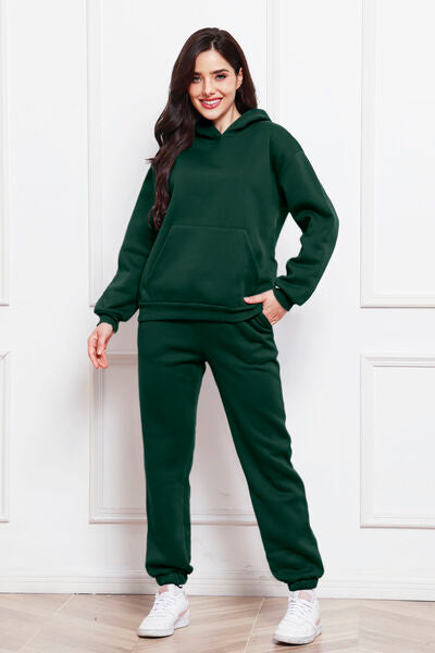 Drop Shoulder Long Sleeve Hoodie and Pants Set - Body By J'ne