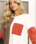 Color Block Brushed Checker Top - Body By J'ne