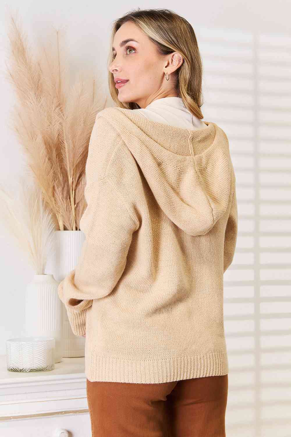 Fall Gratitude Button-Down Long Sleeve Hooded Sweater - Body By J'ne