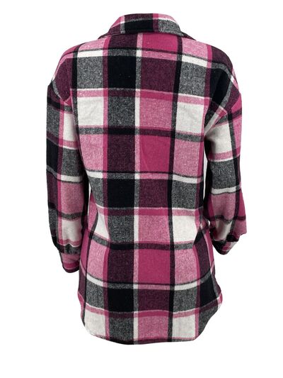 Plaid Button Up Dropped Shoulder Jacket - Body By J'ne