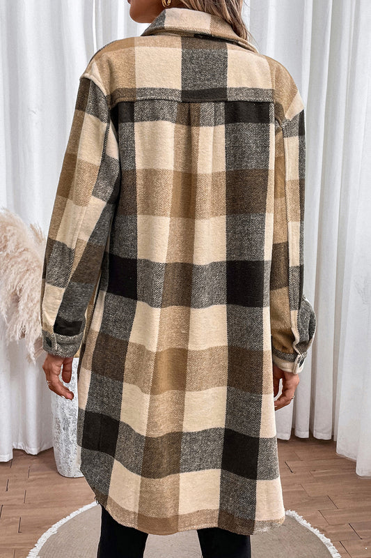 Plaid Button Down Longline Coat - Body By J'ne