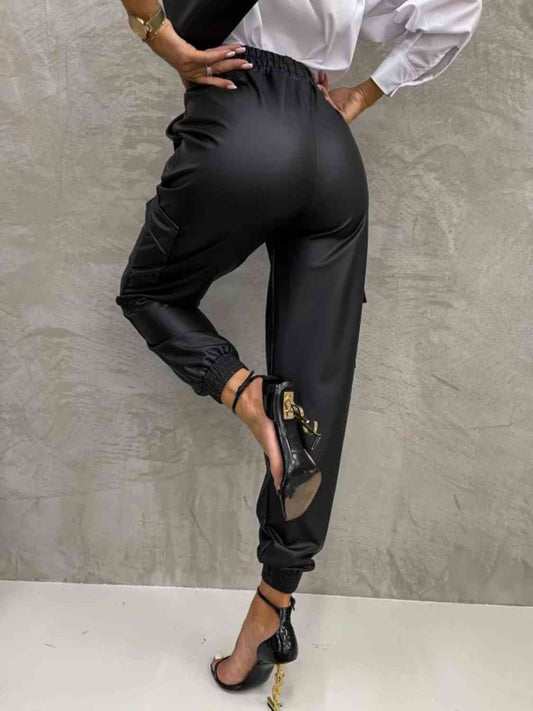 Tied High Waist Pants with Pockets - Body By J'ne