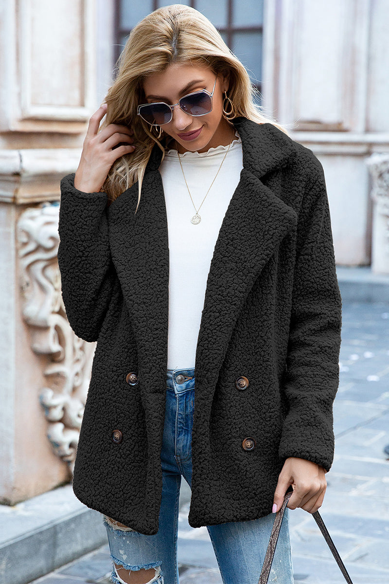 Full Size Lapel Collar Sherpa Coat - Body By J'ne