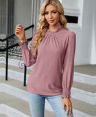 Frill Mock Neck Lantern Sleeve Blouse - Body By J'ne