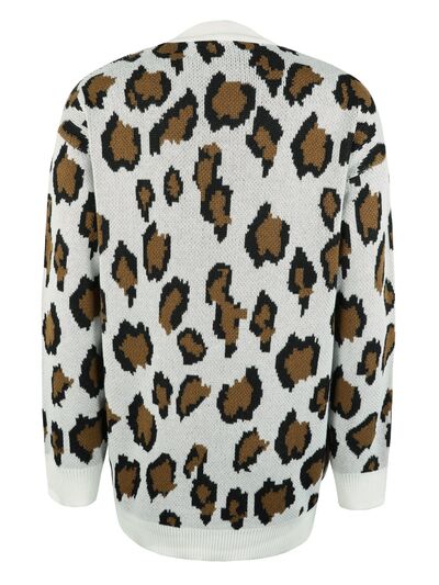 Leopard Open Front Dropped Shoulder Cardigan - Body By J'ne