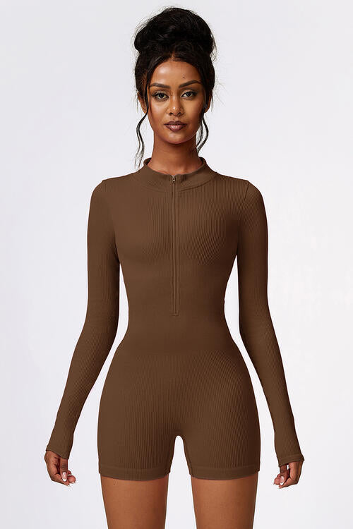 Half Zip Long Sleeve Active Romper - Body By J'ne