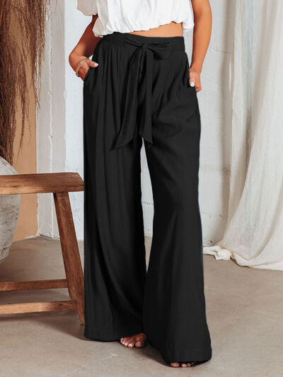 Drawstring Pocketed Wide Leg Pants - Body By J'ne