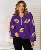 Sequin Football Patch Hal-Zip Hoodie - Body By J'ne