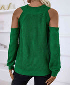 Round Neck Cold-Shoulder Sweater - Body By J'ne