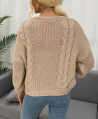 Openwork Round Neck Dropped Shoulder Sweater - Body By J'ne