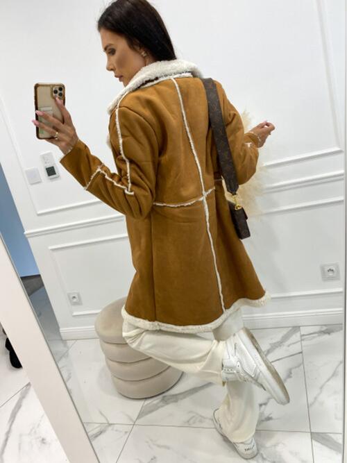 Lapel Collar Exposed Seam Buttoned Coat - Body By J'ne