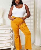 Full Size High Waist Tummy Control Garment Dyed Flare Jeans - Body By J'ne