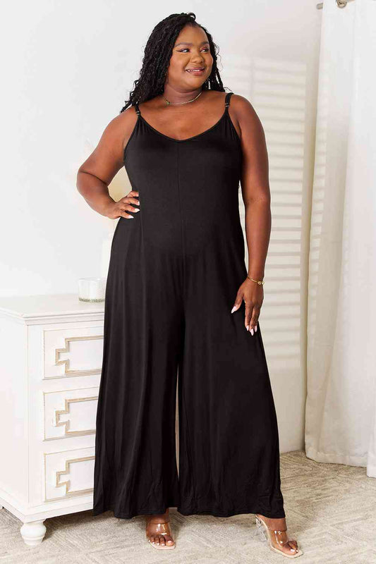 Soft Rayon Spaghetti Strap Tied Wide Leg Jumpsuit - Body By J'ne