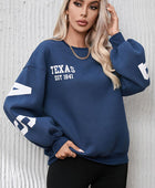 Letter Graphic Round Neck Dropped Shoulder Sweatshirt - Body By J'ne