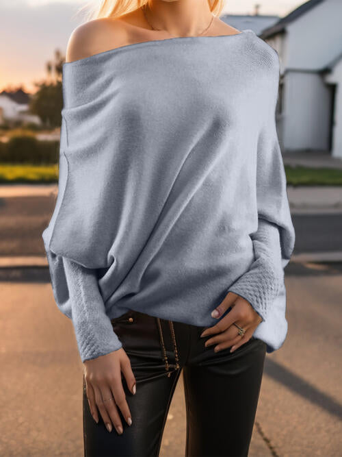 Texture Round Neck Long Sleeve Sweater - Body By J'ne